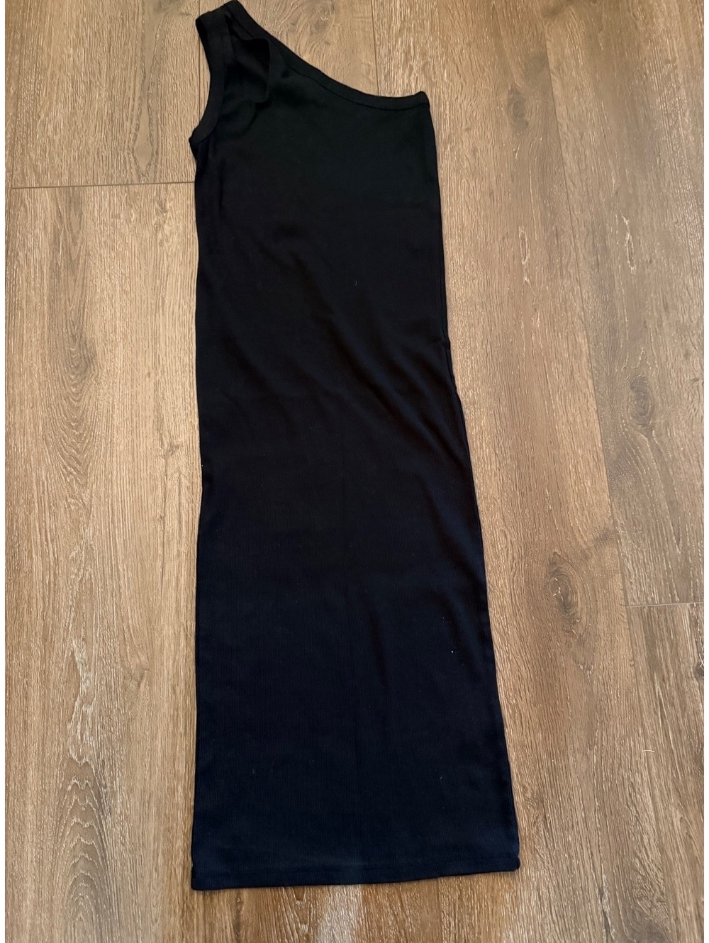 Pull & Bear One Shoulder Keyhole Midi Bodycon Dress Black Medium